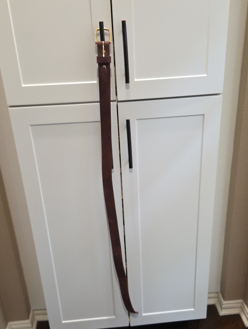 Nicks Dark Brown Leather Belt with Brass Buckle
